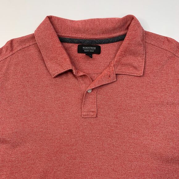 Nordstrom Polo Shirt Mens XXL 2XL Heathered Red Cotton Short Sleeve Side Vents - Picture 3 of 9